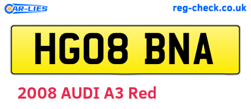 HG08BNA are the vehicle registration plates.