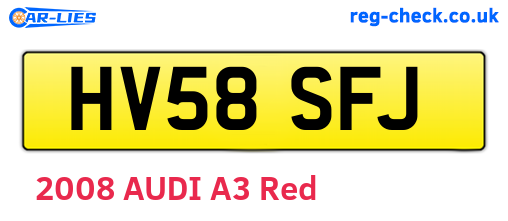 HV58SFJ are the vehicle registration plates.