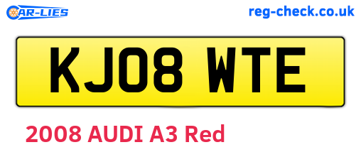 KJ08WTE are the vehicle registration plates.