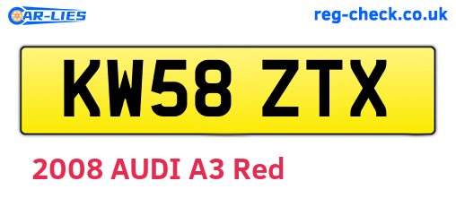 KW58ZTX are the vehicle registration plates.