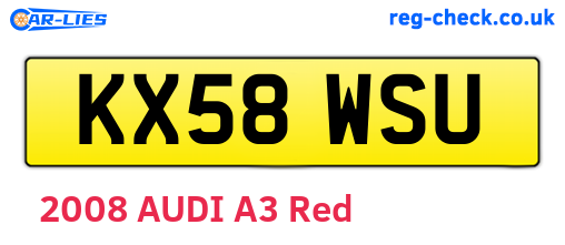 KX58WSU are the vehicle registration plates.