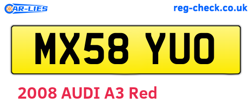 MX58YUO are the vehicle registration plates.