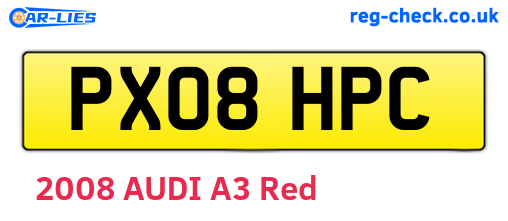PX08HPC are the vehicle registration plates.