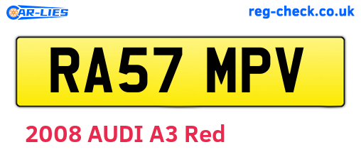 RA57MPV are the vehicle registration plates.