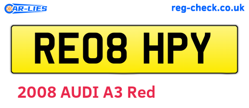 RE08HPY are the vehicle registration plates.