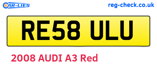 RE58ULU are the vehicle registration plates.