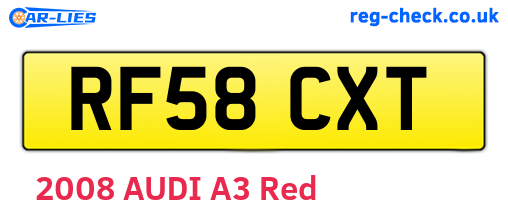 RF58CXT are the vehicle registration plates.