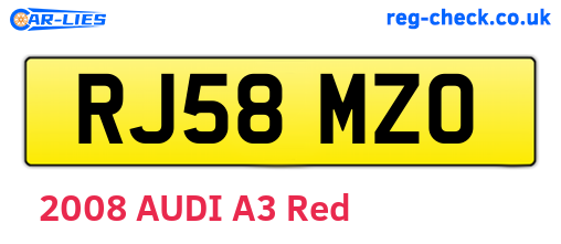 RJ58MZO are the vehicle registration plates.