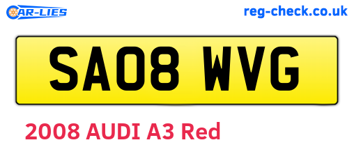 SA08WVG are the vehicle registration plates.