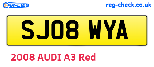 SJ08WYA are the vehicle registration plates.