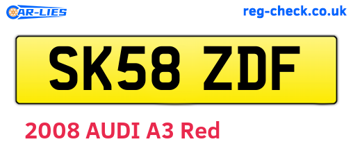 SK58ZDF are the vehicle registration plates.