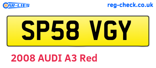 SP58VGY are the vehicle registration plates.
