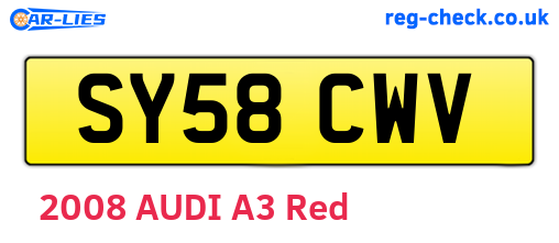 SY58CWV are the vehicle registration plates.