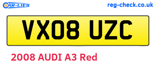 VX08UZC are the vehicle registration plates.