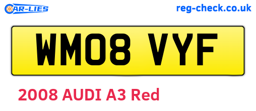 WM08VYF are the vehicle registration plates.