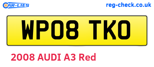 WP08TKO are the vehicle registration plates.