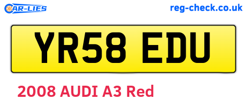 YR58EDU are the vehicle registration plates.