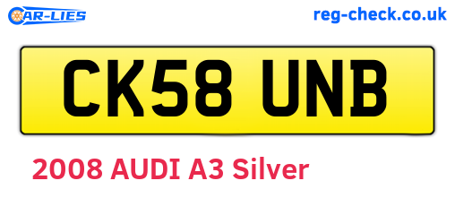 CK58UNB are the vehicle registration plates.
