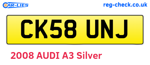 CK58UNJ are the vehicle registration plates.
