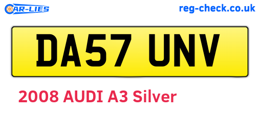 DA57UNV are the vehicle registration plates.