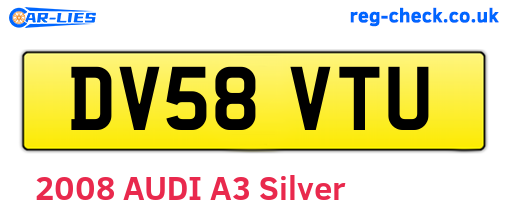 DV58VTU are the vehicle registration plates.
