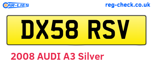 DX58RSV are the vehicle registration plates.