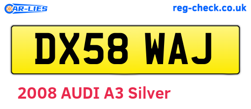 DX58WAJ are the vehicle registration plates.