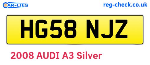 HG58NJZ are the vehicle registration plates.