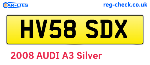 HV58SDX are the vehicle registration plates.