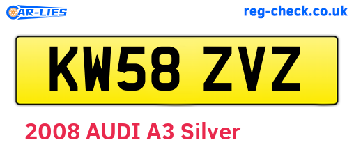 KW58ZVZ are the vehicle registration plates.