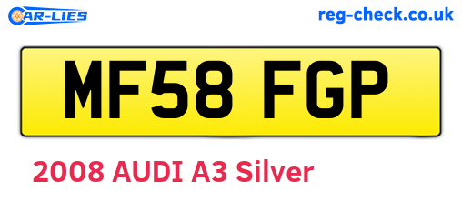 MF58FGP are the vehicle registration plates.