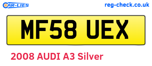 MF58UEX are the vehicle registration plates.
