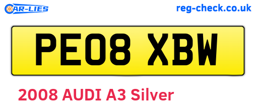 PE08XBW are the vehicle registration plates.