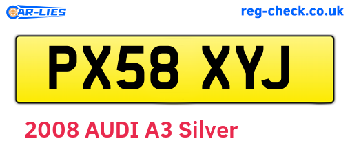 PX58XYJ are the vehicle registration plates.