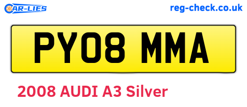 PY08MMA are the vehicle registration plates.
