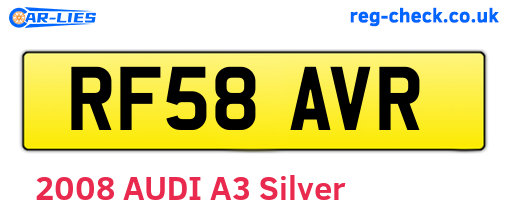 RF58AVR are the vehicle registration plates.