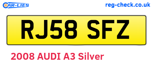 RJ58SFZ are the vehicle registration plates.