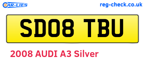 SD08TBU are the vehicle registration plates.