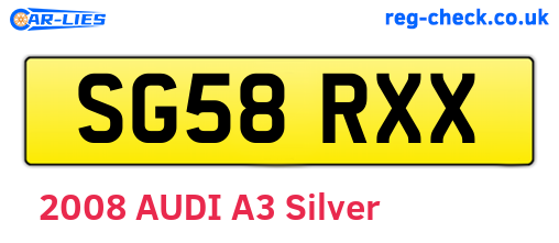 SG58RXX are the vehicle registration plates.