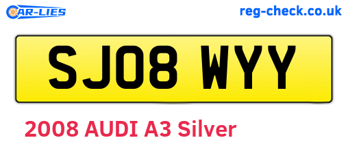SJ08WYY are the vehicle registration plates.