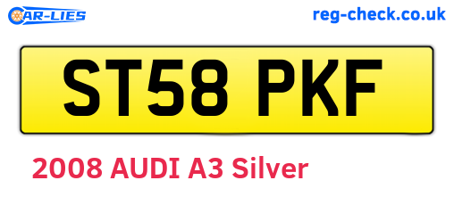 ST58PKF are the vehicle registration plates.