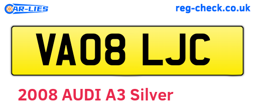 VA08LJC are the vehicle registration plates.
