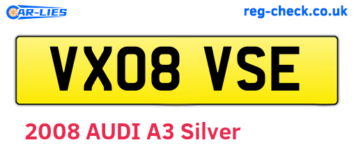 VX08VSE are the vehicle registration plates.
