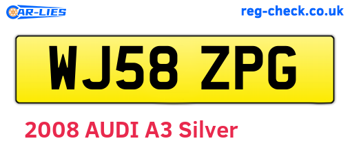 WJ58ZPG are the vehicle registration plates.