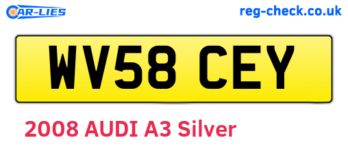 WV58CEY are the vehicle registration plates.