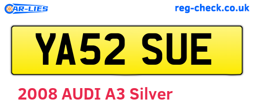 YA52SUE are the vehicle registration plates.