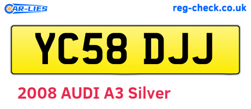 YC58DJJ are the vehicle registration plates.