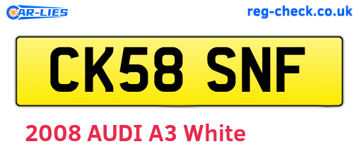 CK58SNF are the vehicle registration plates.