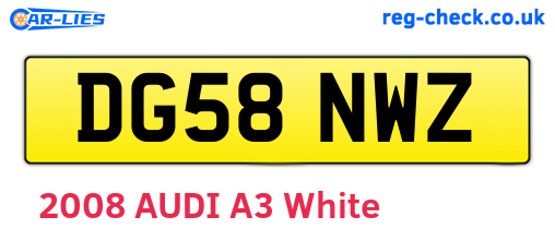 DG58NWZ are the vehicle registration plates.