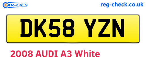 DK58YZN are the vehicle registration plates.